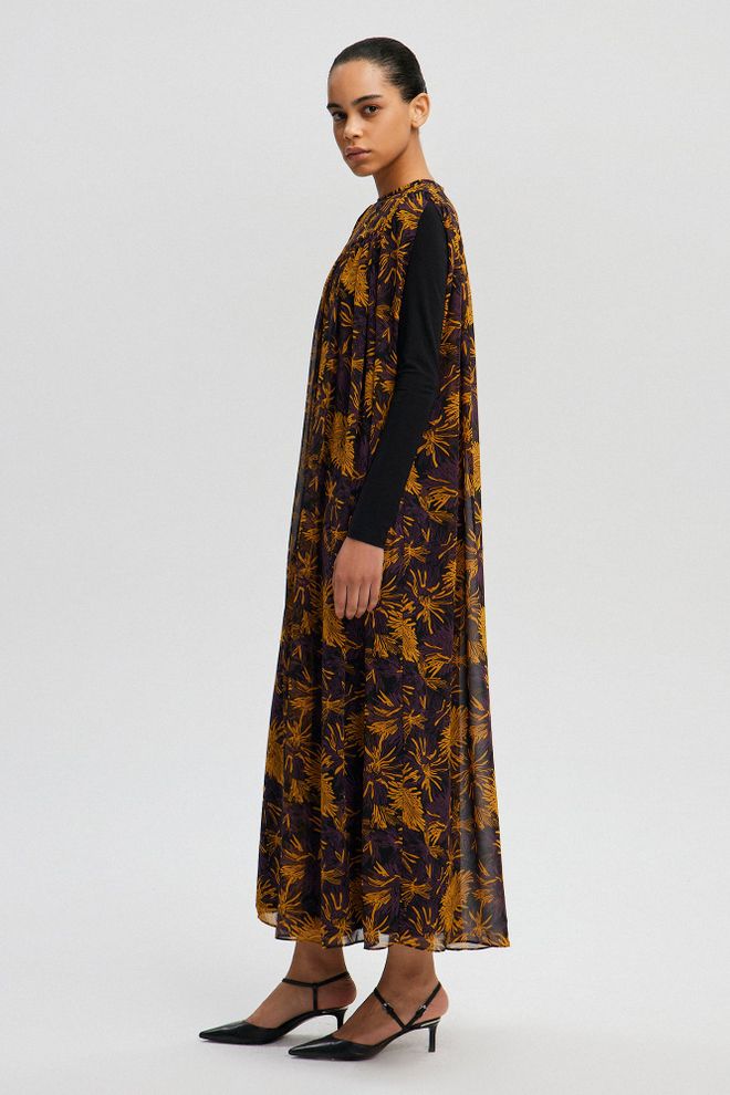 Touche Prive Yellow Boho Floral Maxi Dress With Long Sleeves Wholesale Clothing 9