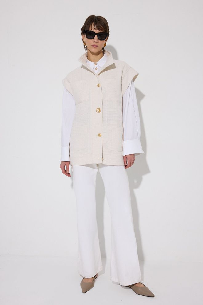 Touche Prive Бежово Елегантен Елек С Копчета Дрехи на едро Скромна мода