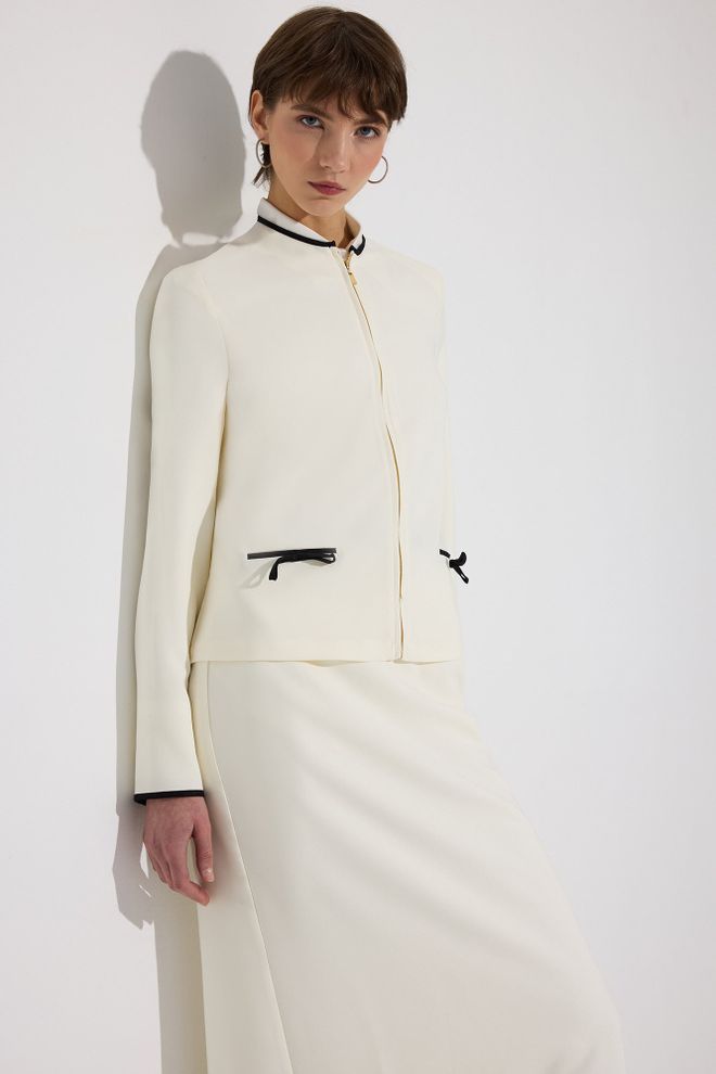 Touche Prive Blanco Elegante Blazer De Un Solo Pecho Chaqueta Ropa al por mayor Casual