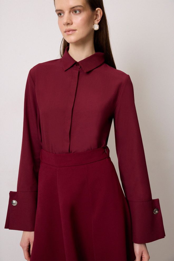 Touche Prive Μπλούζα Μπορντό Κομψό Επίσημο Απλό Χονδρικό εμπόριο ενδυμάτων Απλό