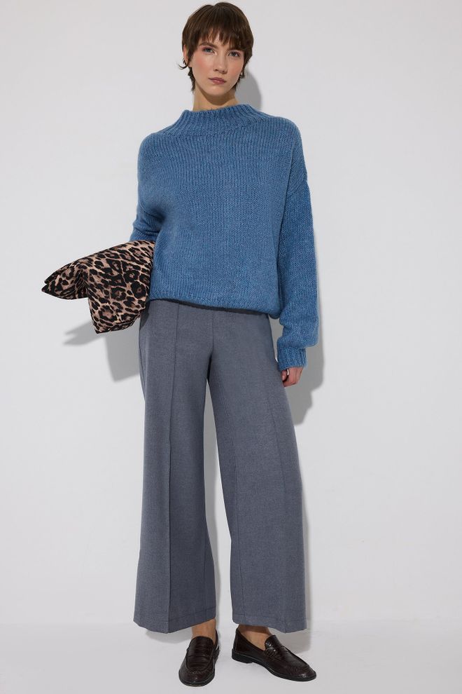 Touche Prive Szare Casual Eleganckie Spodnie Palazzo Hurtowa sprzedaż odzieży Casual