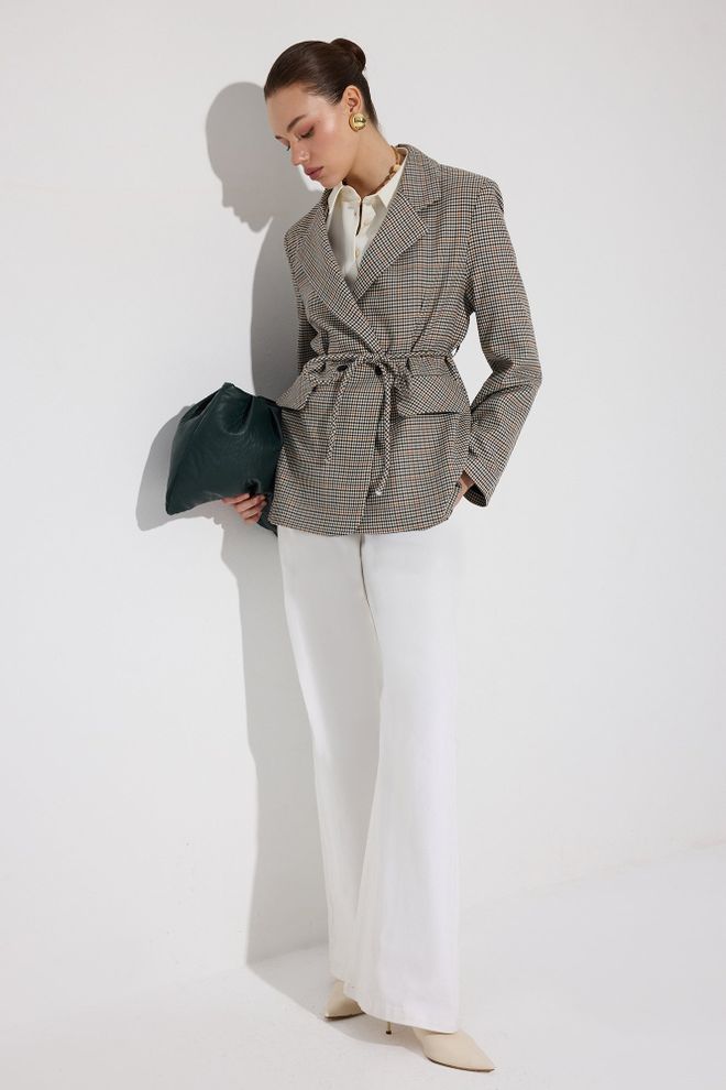 Touche Prive Beige Blazer De Un Solo Pecho Chaqueta Ropa al por mayor Casual