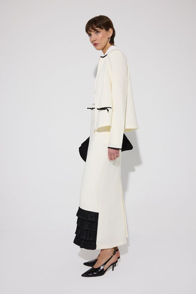 Touche Prive Eleganter Weißer Mehrlagiger Maxi Rock Großhandelskleidung Lässig