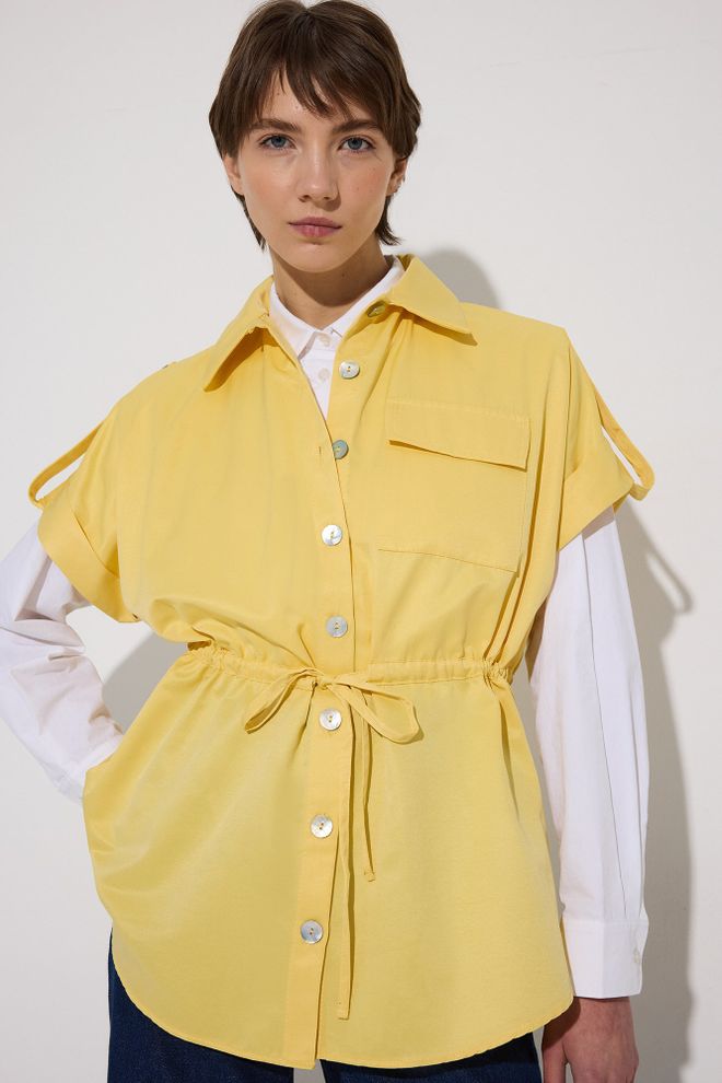 Touche Prive Żółta Casual Uliczna Elegancka Koszula Hurtowa sprzedaż odzieży Casual