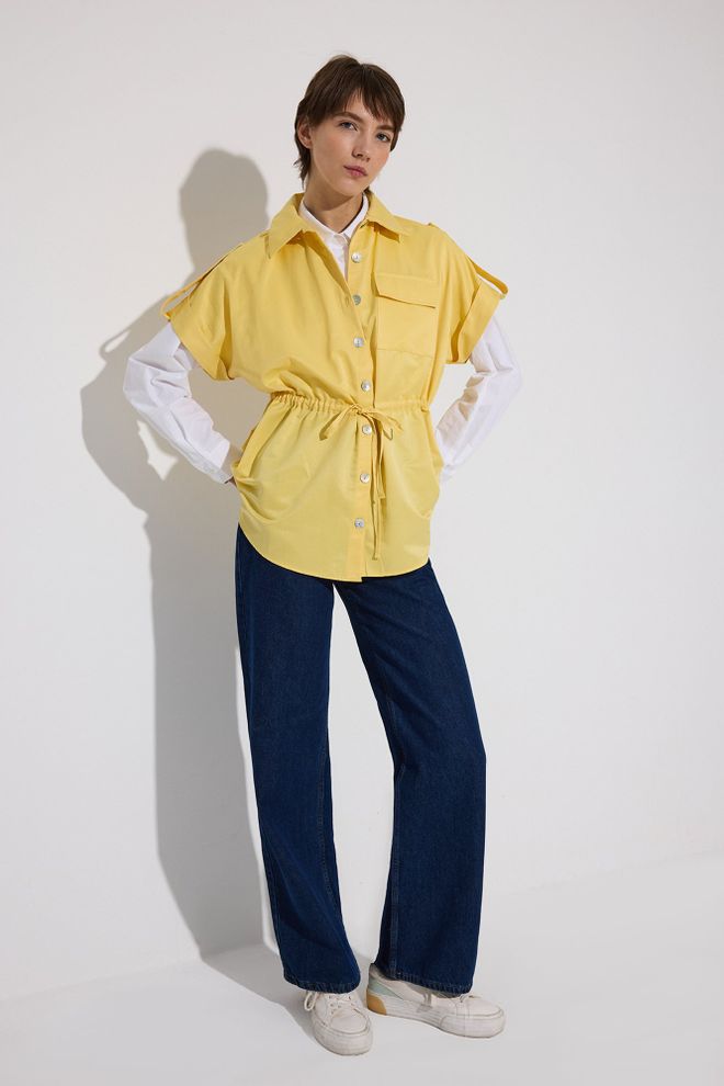 Touche Prive Żółta Casual Uliczna Elegancka Koszula Hurtowa sprzedaż odzieży Odpoczynek