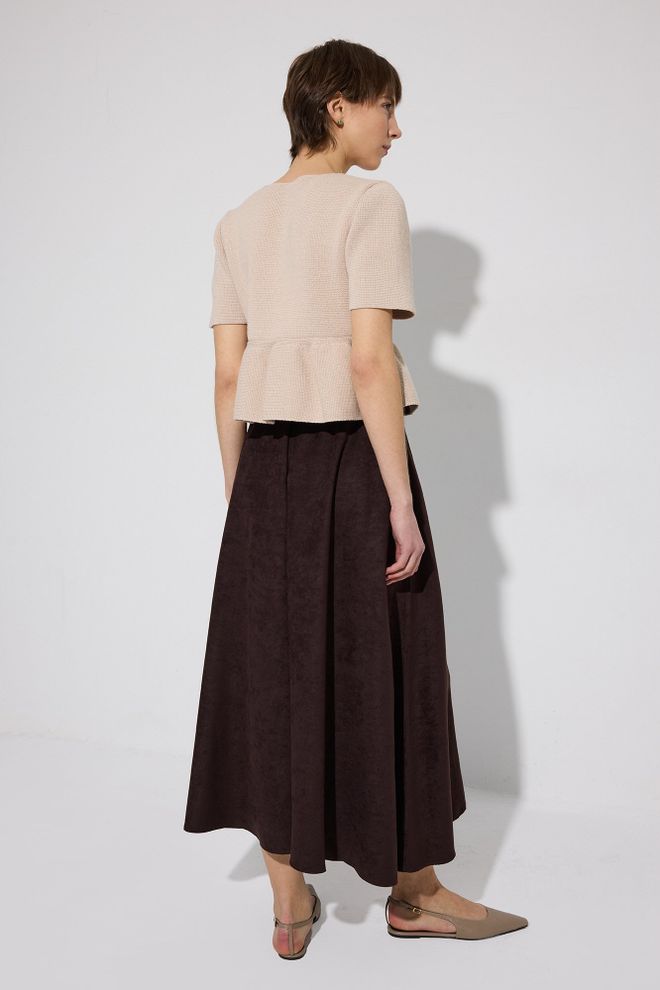 Touche Prive Braun Ausgestellter Bescheidener Maxi Rock Großhandelskleidung Modest