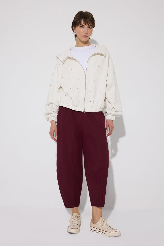 Touche Prive Бордо Црвена Неформалан Спортс Падобран Панталоне Велепродаја одеће Пролеће