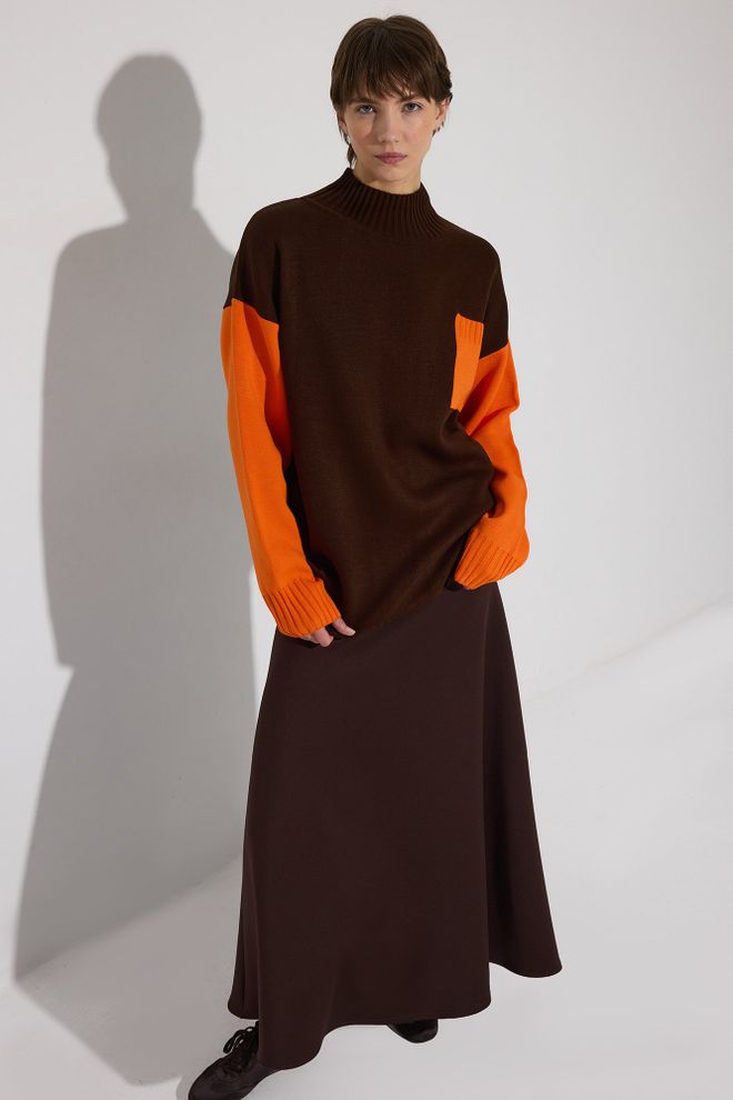 Touche Prive Túnica Marrón Con Bloque De Color Y Ajuste Oversize Ropa al por mayor Modesto