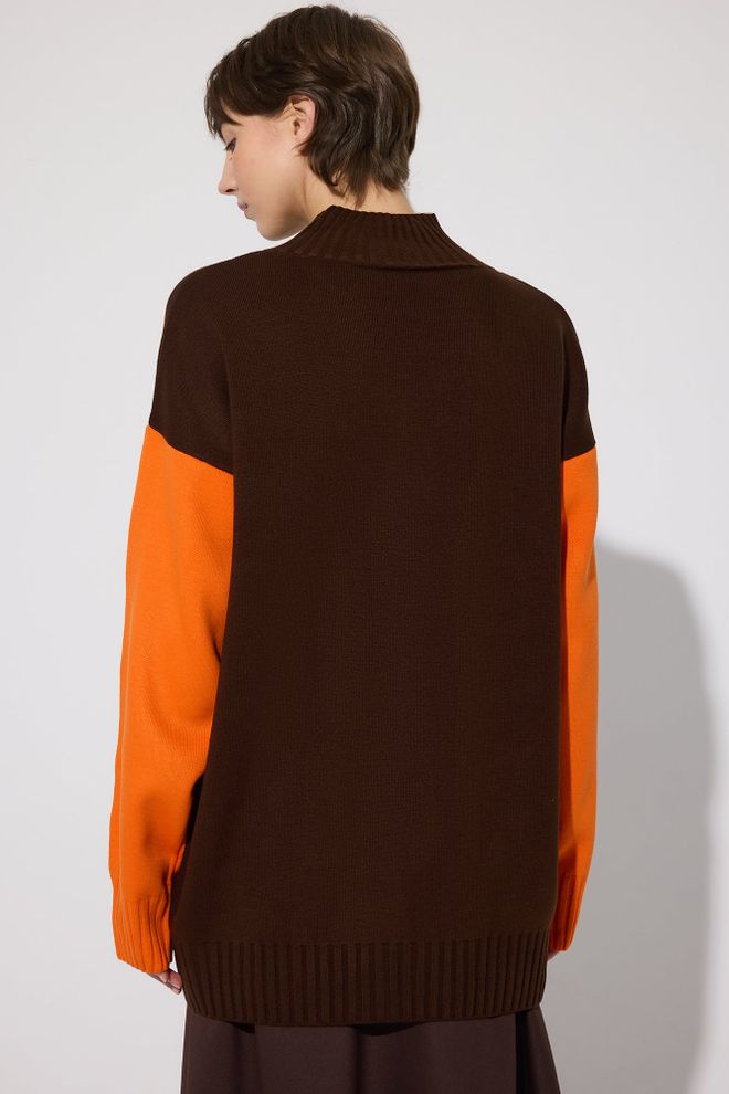 Touche Prive Brown Tunic With Color Block Oversized Fit Wholesale Clothing Casual