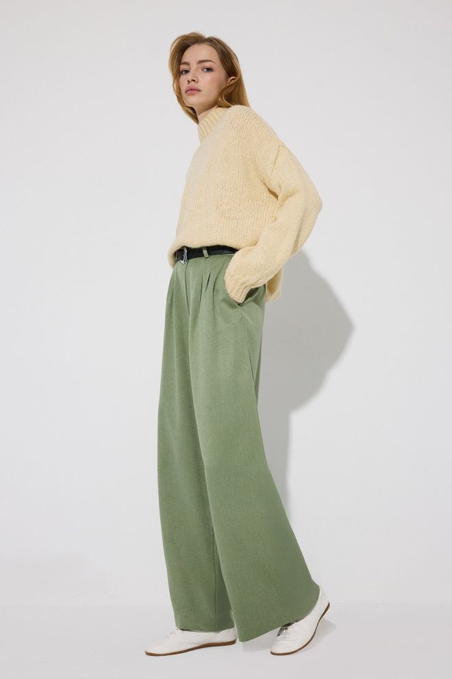 Touche Prive Green Palazzo Pants Wholesale Clothing Casual