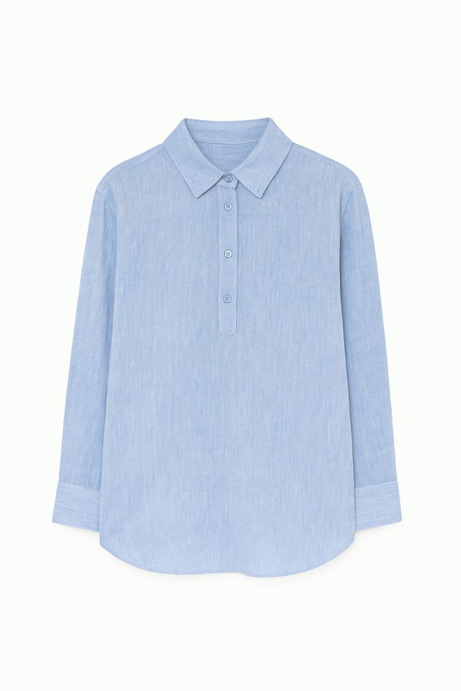 Touche Prive Túnica Azul Oversized Com Decote Polo Roupas por atacado Modesto