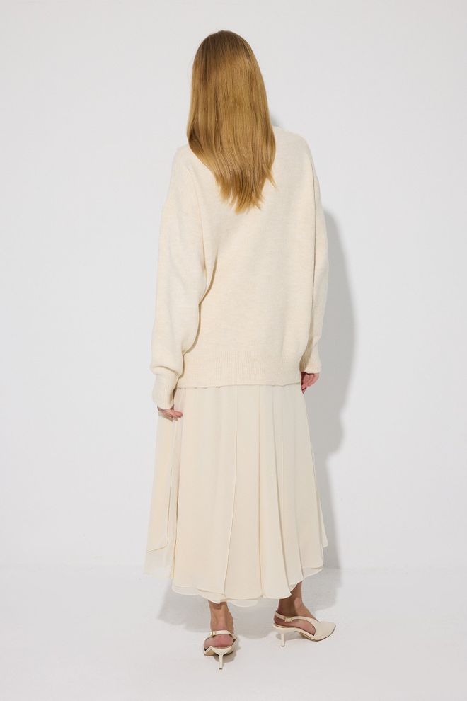 Touche Prive Beige Sweater Casual Elegant Preppy Style Wholesale Clothing Lounge