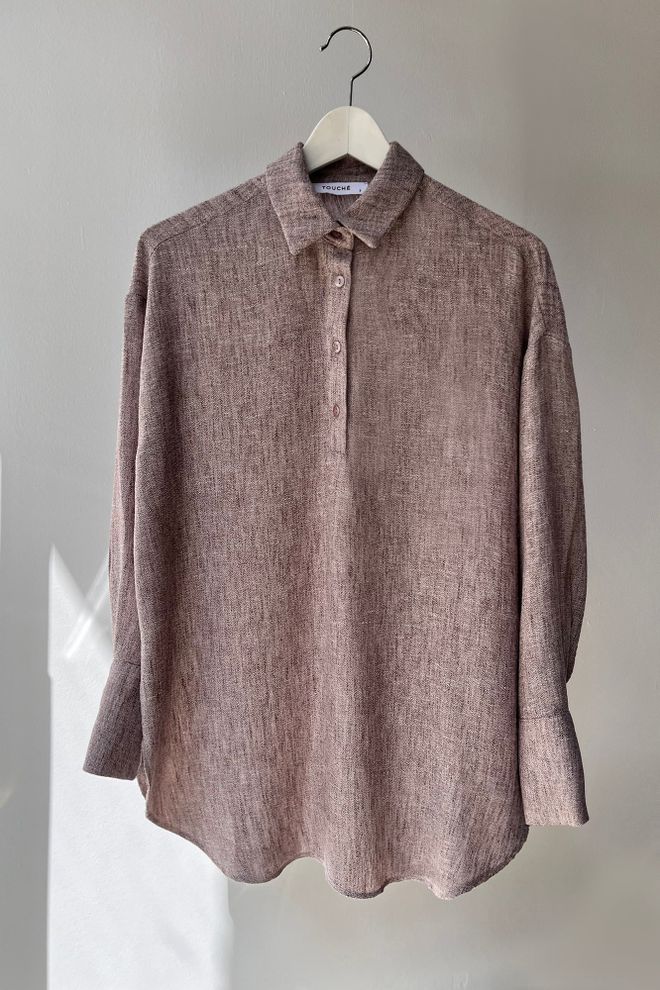 Touche Prive Браон Рол крагна Неформалан Скроман Елегантан Туника Велепродаја одеће скроман