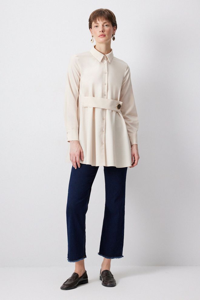 Touche Prive Beige Elegant Modest Formal Shirt Wholesale Clothing Modest