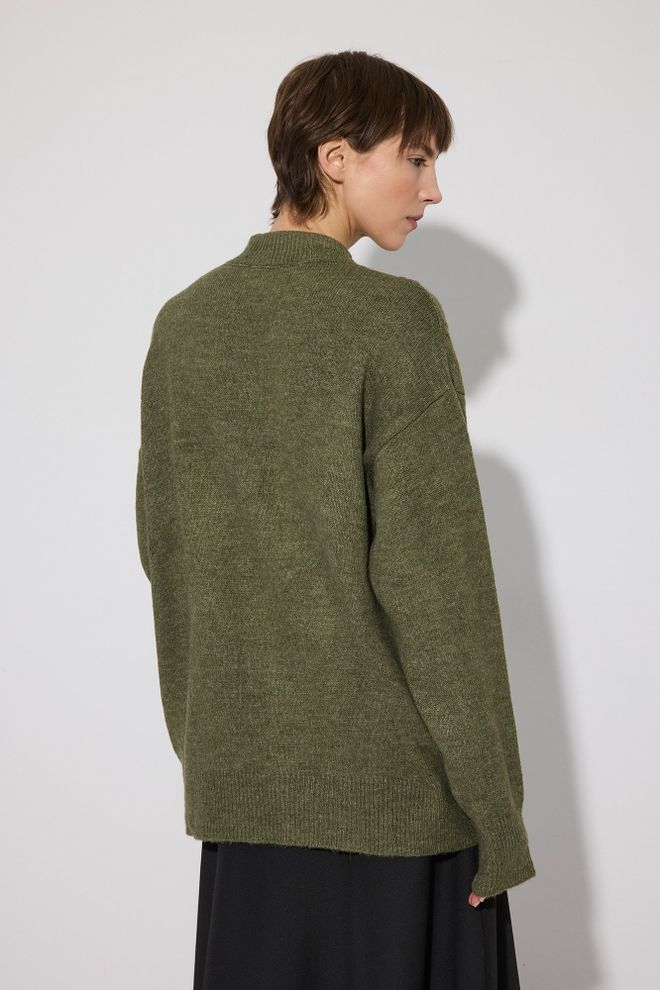 Touche Prive Green Checkered Sweater With Raglan Sleeves Wholesale Clothing Fall