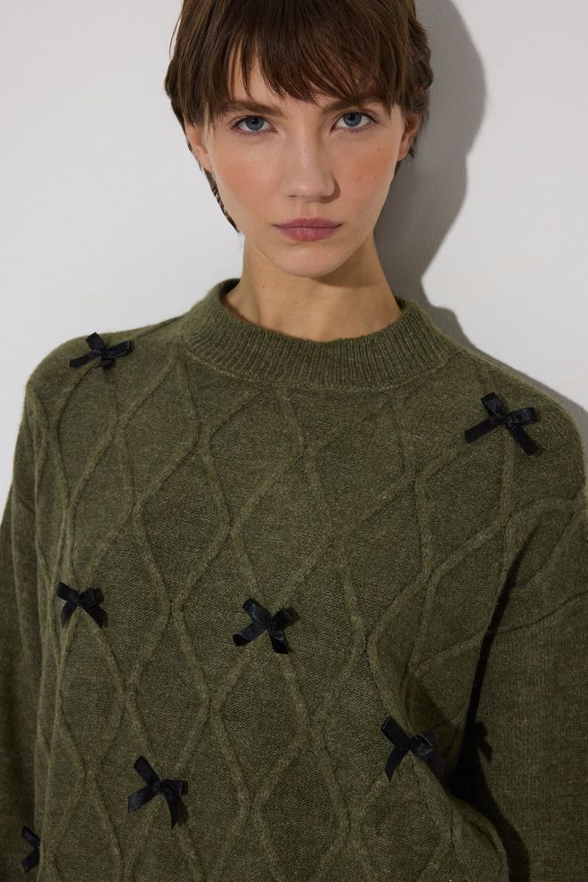 Touche Prive Green Checkered Sweater With Raglan Sleeves Wholesale Clothing Lounge