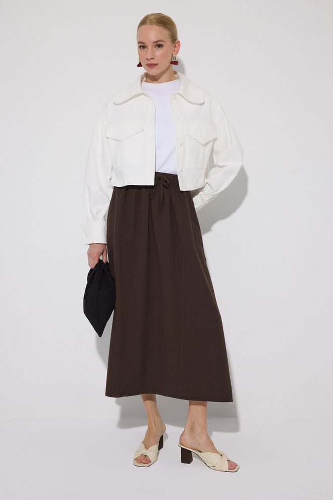 Touche Prive Gonna Marrone A line Maxi Con Coulisse Abbigliamento all'ingrosso Casuale