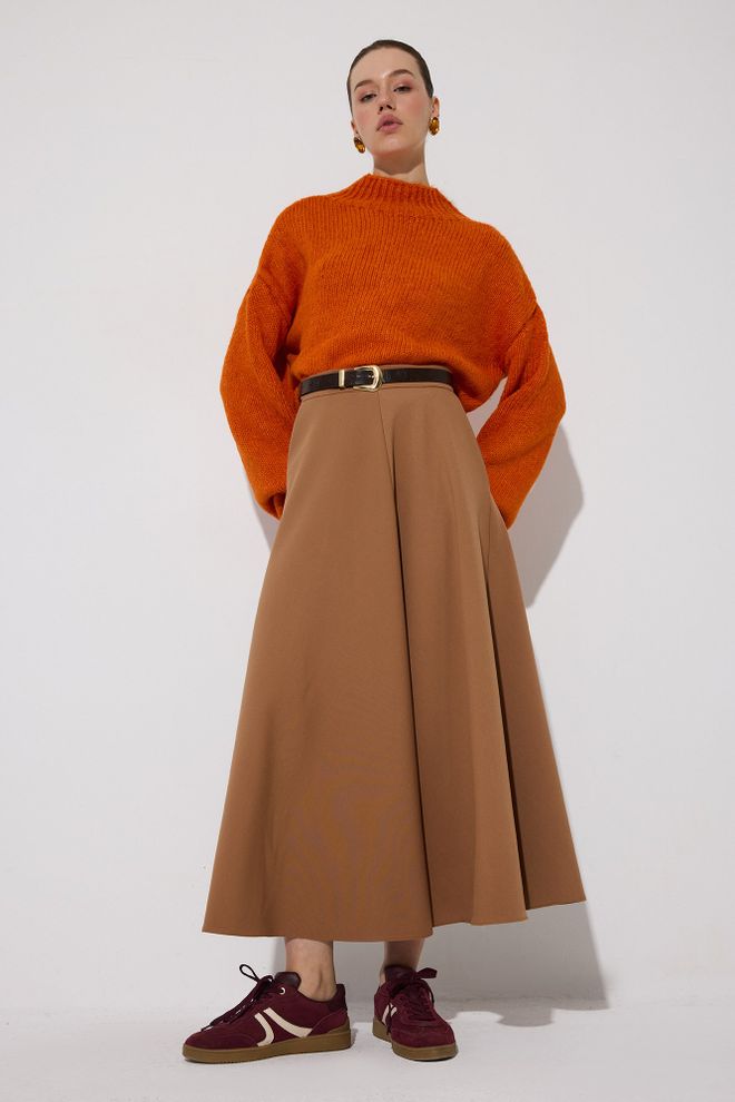 Touche Prive Jersey Naranja Oversized Cuello Alto Liso Ropa al por mayor Casual