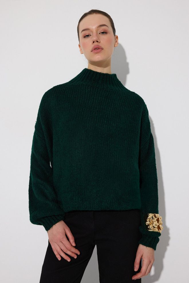 Touche Prive Jersey Verde Con Cuello Alto Y Mangas Largas Ropa al por mayor Casual