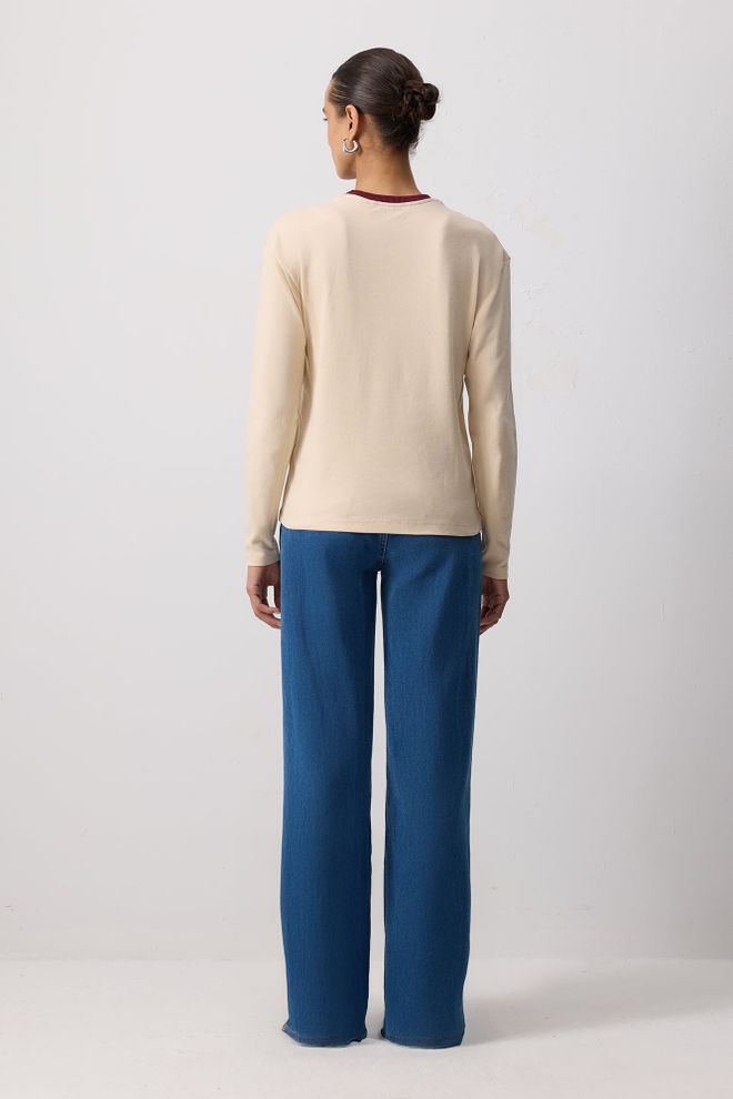 Touche Prive Bež Casual Sport Skroman Preppy Ulična Moda Majica Veleprodaja odjeće Skroman