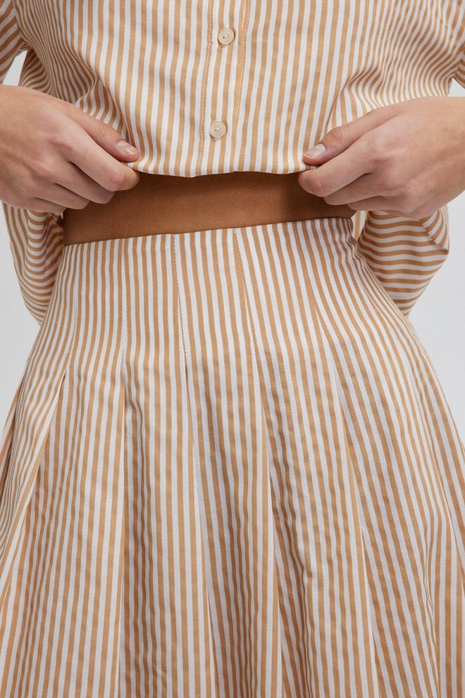 Touche Prive Bežový Pruhovaný Elegantný Zapínaný Súprava Veľkoobchod s oblečením Skromný