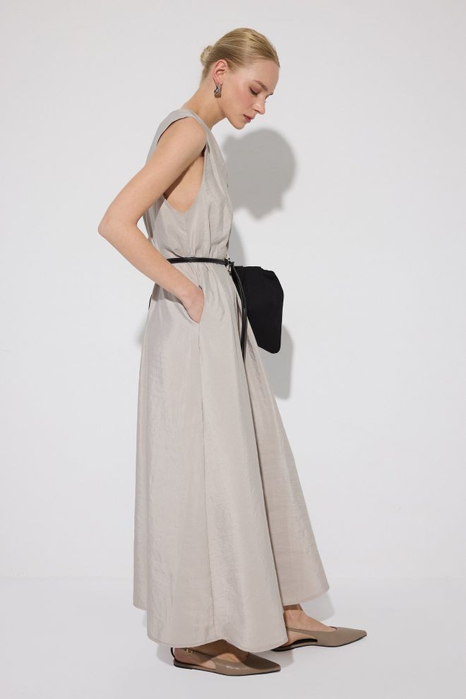 Touche Prive Bej Zarif Resmi A Kesim Elbise Toptan Giyim 1