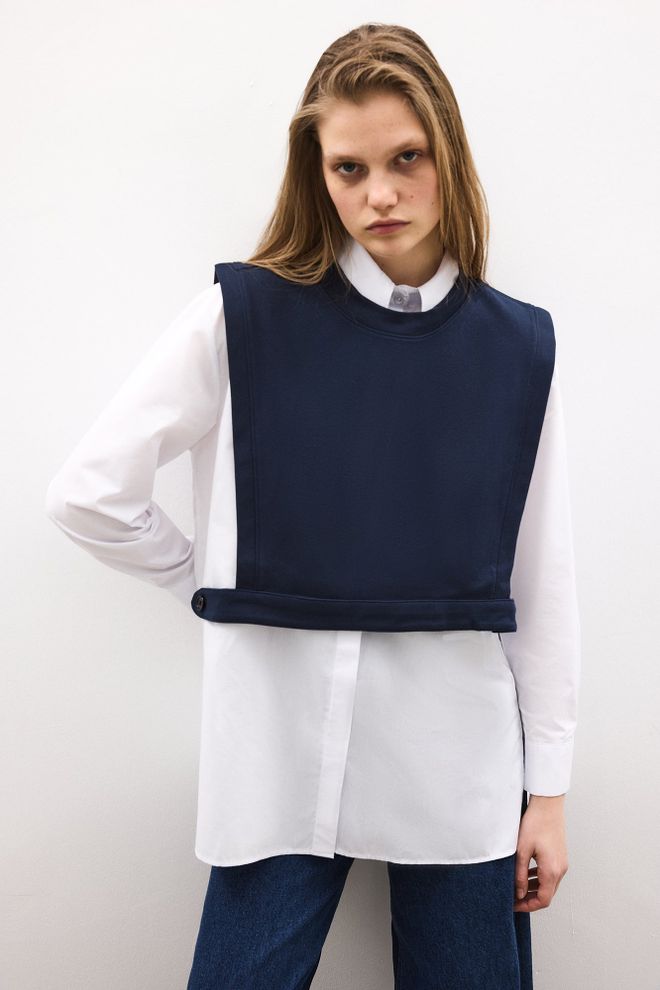 Touche Prive Lacivert Hakim Yakalı Bol Kalıp Gömlek Toptan Giyim Resmi