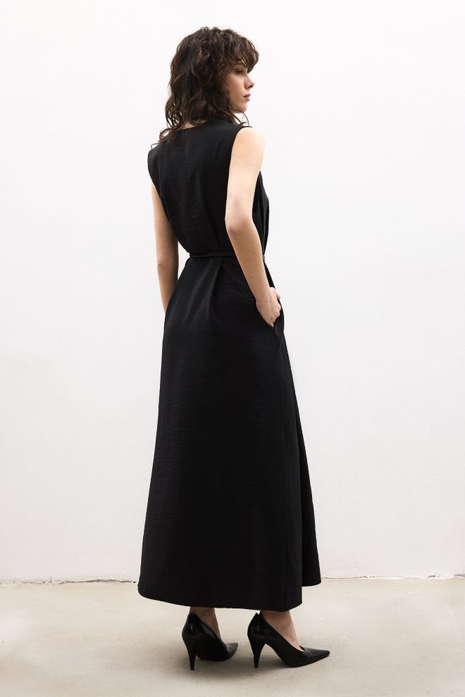 Touche Prive Siyah Zarif A Kesim Maksi Elbise Toptan Giyim İş