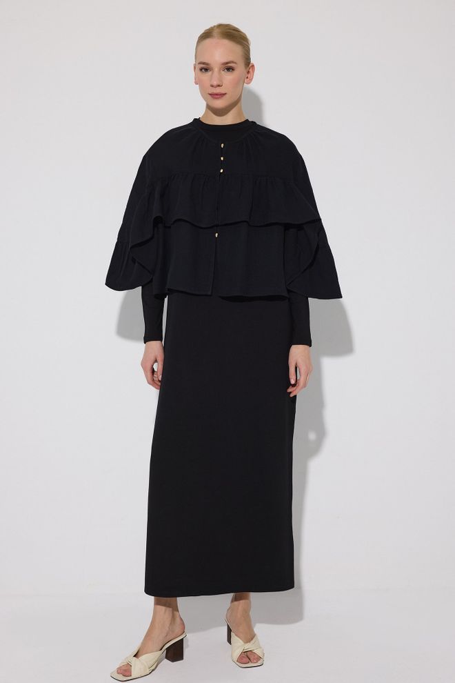 Touche Prive Черная Элегантная Формальная Рубашка С Рукавами колоколами Оптовая продажа одежды Скромный