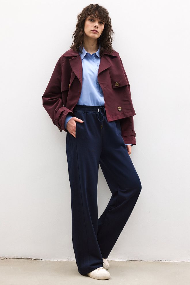 Touche Prive Marineblauwe Casual Sport Jogger Broek Groothandel Kleding Casual