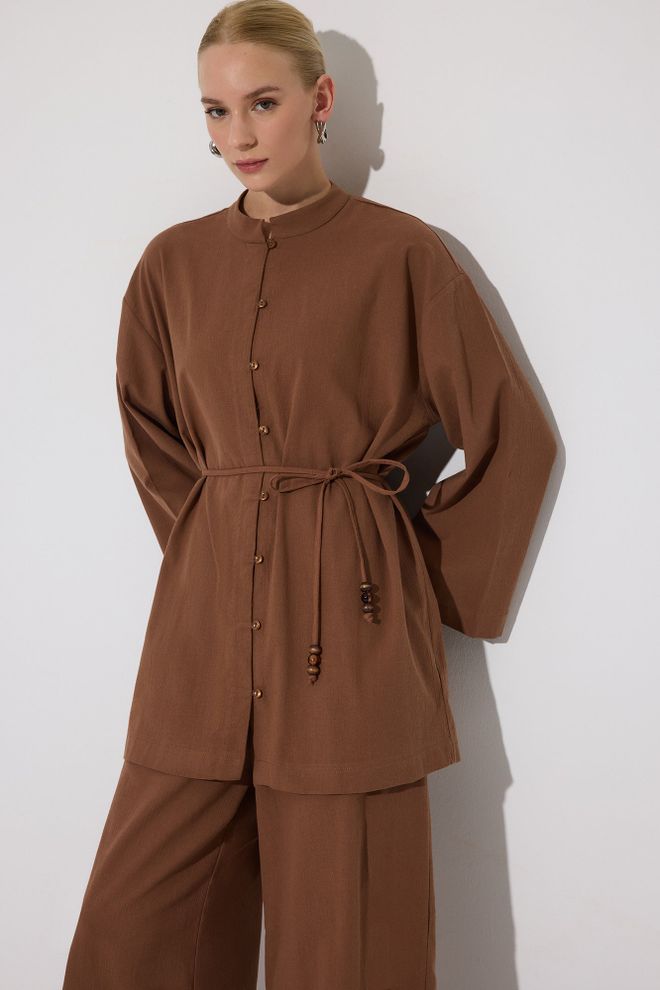 Touche Prive Bruine Casual Elegante Bescheiden Set Voor Werk & Feest Groothandel Kleding 1