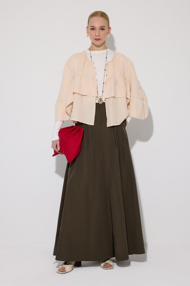 Touche Prive Beige Boho Shirt With Bell Sleeves Wholesale Clothing 1