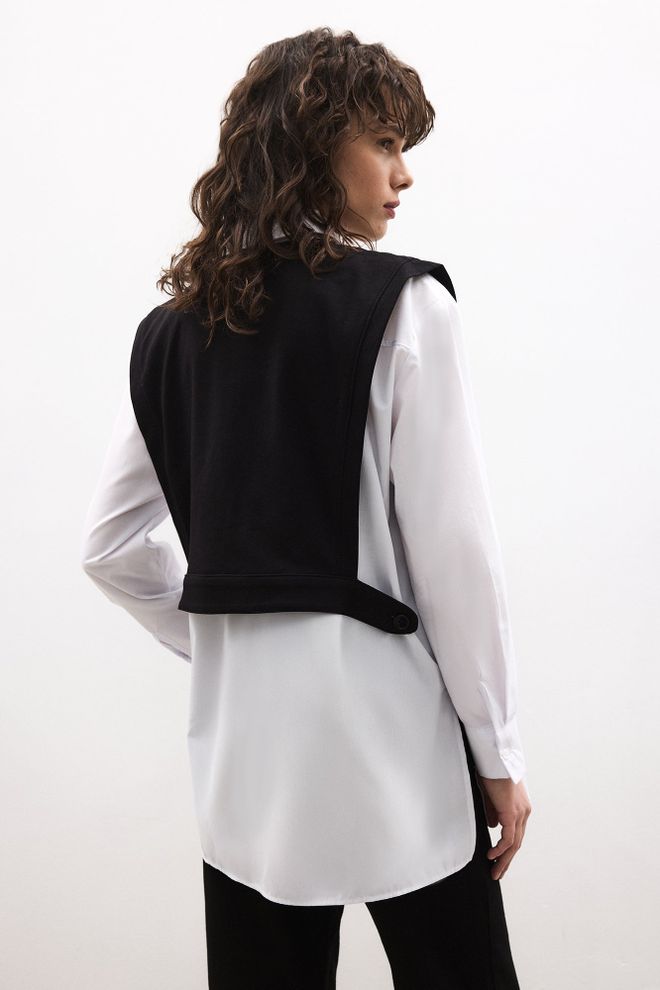 Touche Prive Siyah Resmi Gömlek Polo Yaka Ve Düğmeli Kapatma Toptan Giyim 1