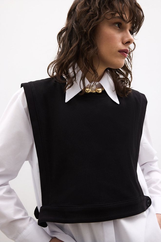 Touche Prive Siyah Resmi Gömlek Polo Yaka Ve Düğmeli Kapatma Toptan Giyim 5