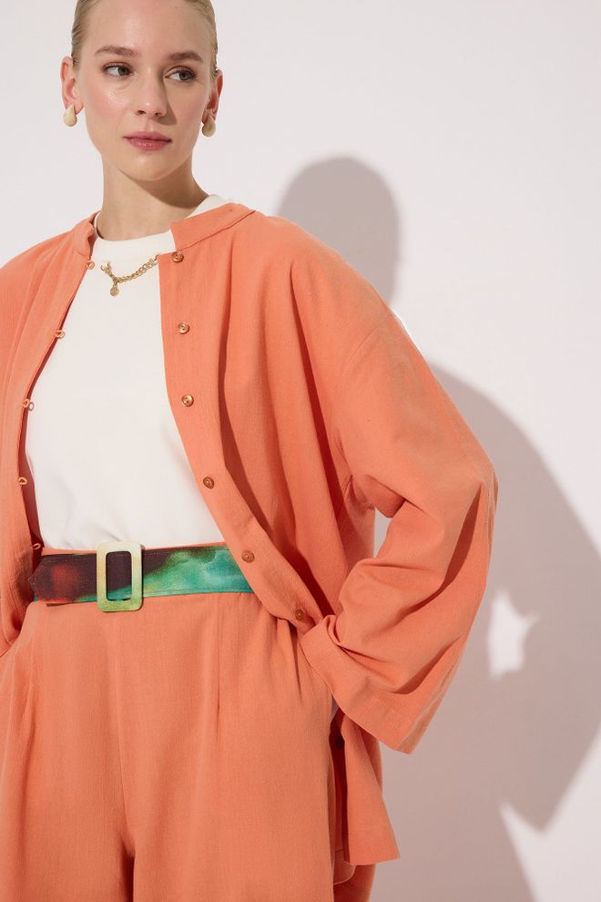 Touche Prive Элегантный Апельсиновый Оверсайз Комплект Палаццо Оптовая продажа одежды Скромный