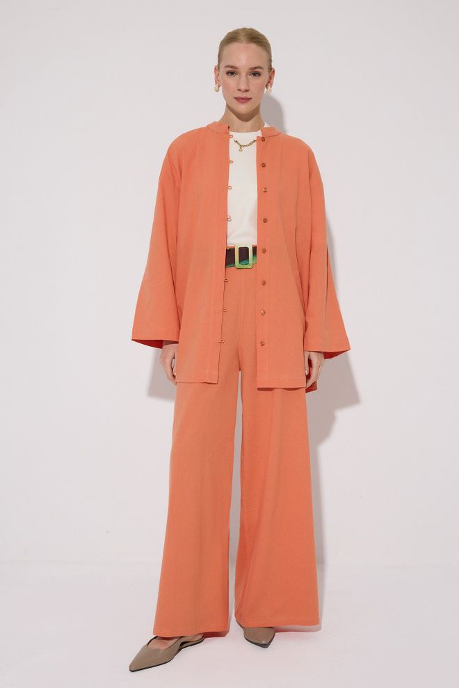 Touche Prive Oranje Elegant Oversized Palazzo Set Groothandel Kleding Lounge