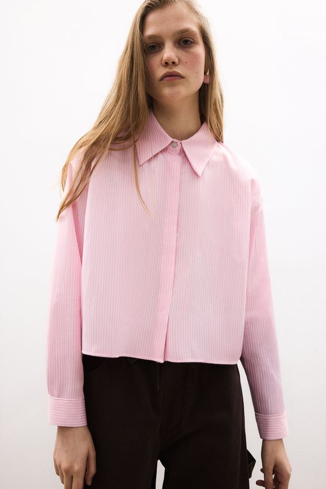 Touche Prive Pink Striped Oversized Fit Shirt Wholesale Clothing 5