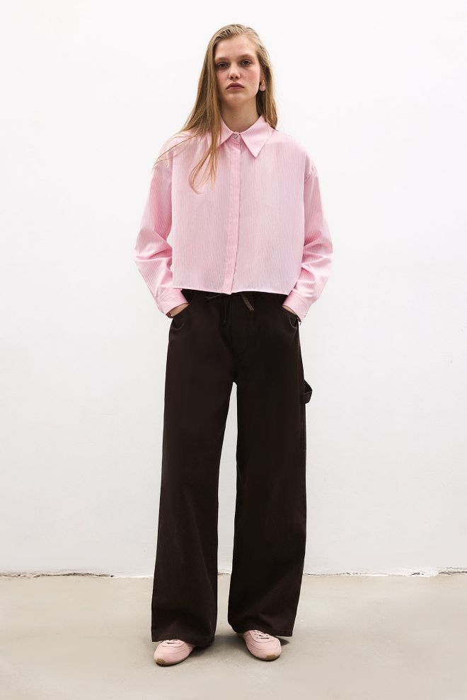 Touche Prive Pink Striped Oversized Fit Shirt Wholesale Clothing Formal