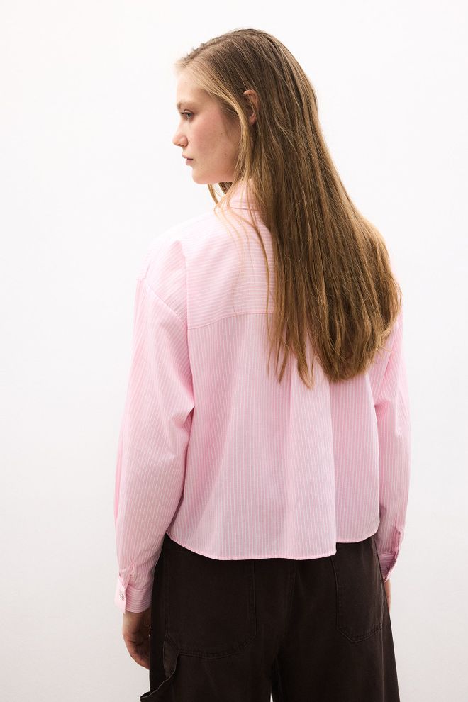 Touche Prive Pink Striped Oversized Fit Shirt Wholesale Clothing Spring