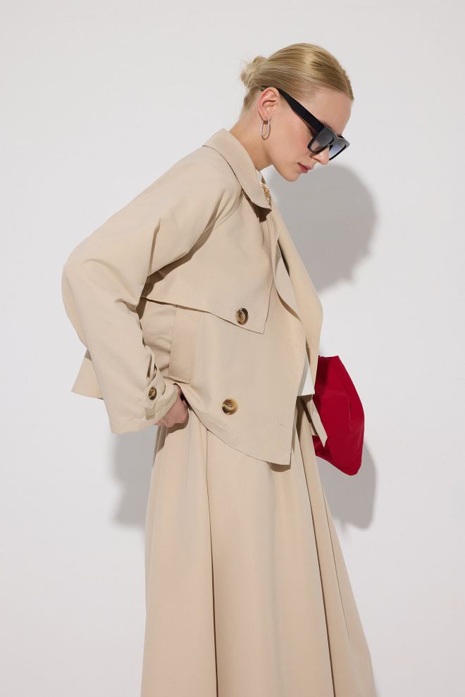 Touche Prive Beige Elegant Set With Flared Maxi Skirt Wholesale Clothing Spring