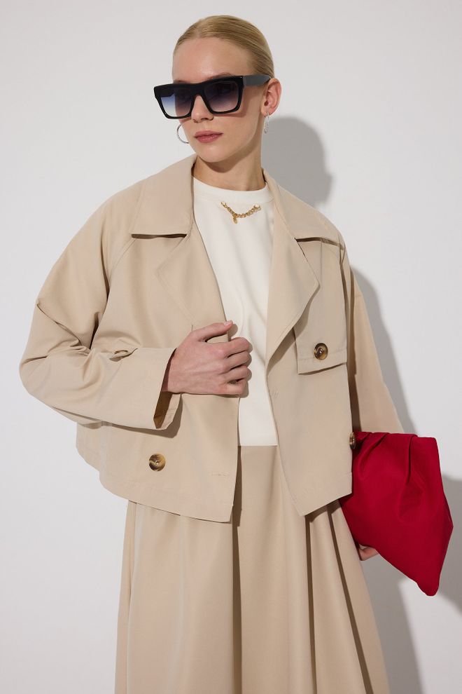 Touche Prive Beige Elegant Set With Flared Maxi Skirt Wholesale Clothing 1