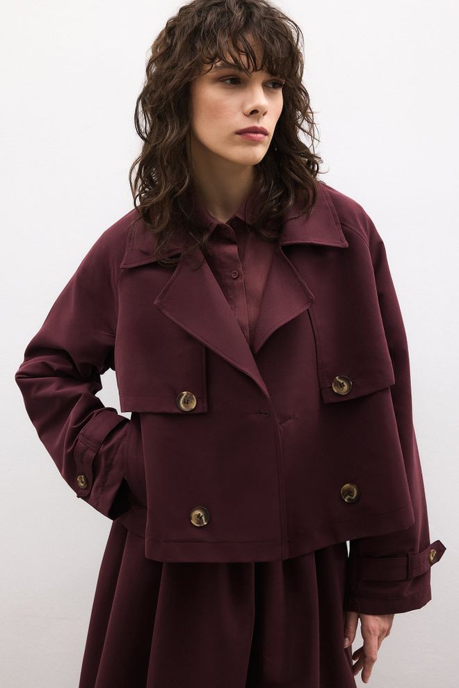 Touche Prive جلس أرجواني داكن أنيق بأزرار ملابس بالجملة محتشم