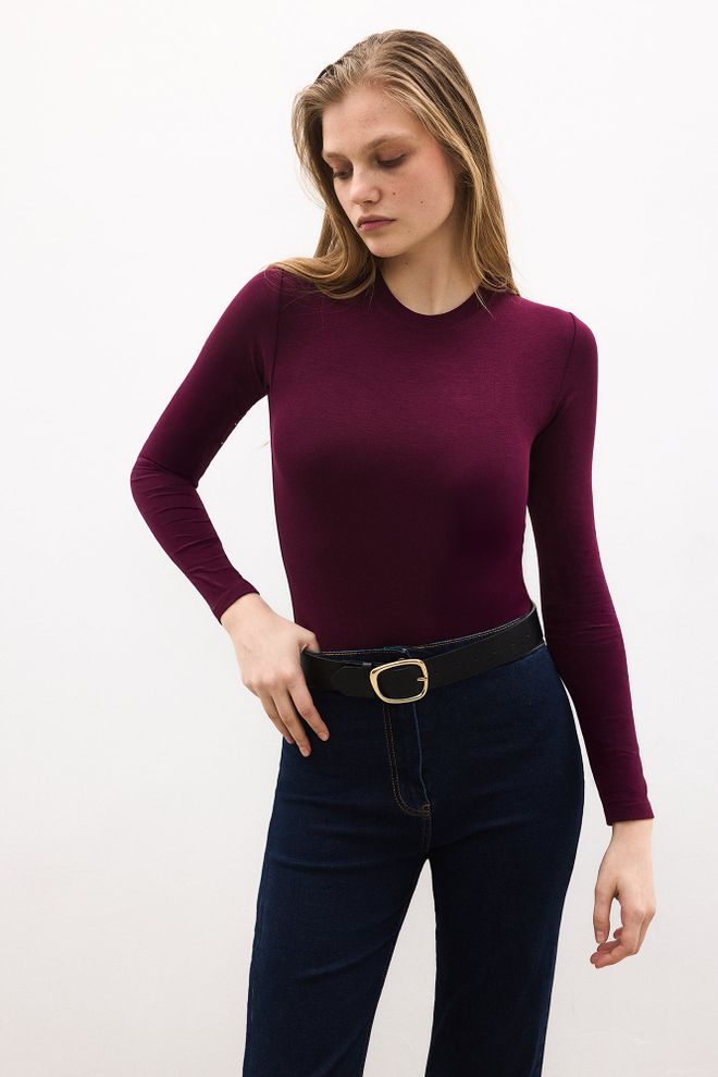 Touche Prive Claret Red Blouse Elegant Casual Slim Fit Wholesale Clothing Casual