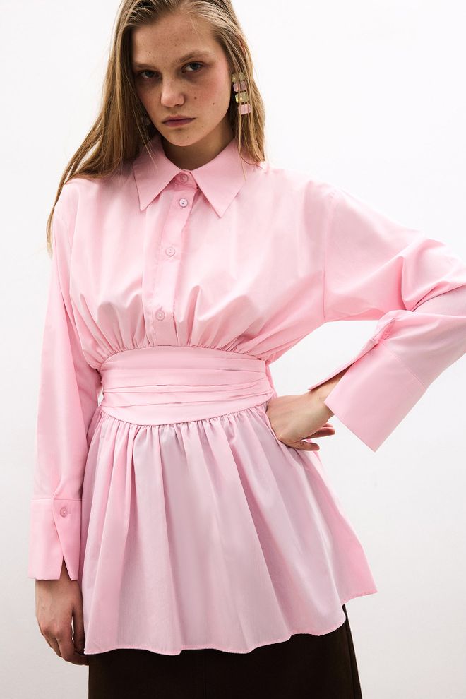 Touche Prive Ružová Tunika S Polo Výstrihom A Zapínaním Na Gombíky Veľkoobchod s oblečením Jar