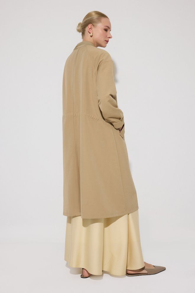 Touche Prive Beige Casual Modest Elegant Trenchcoat Wholesale Clothing Casual