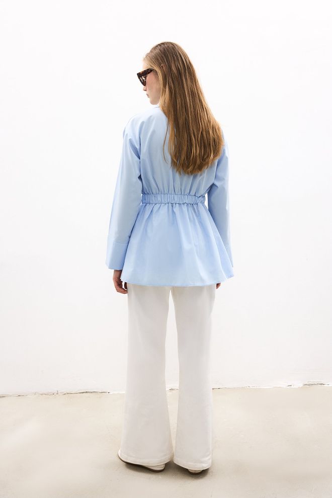 Touche Prive Modrá Elegantná Tunika Na Gombíky Veľkoobchod s oblečením Formálny