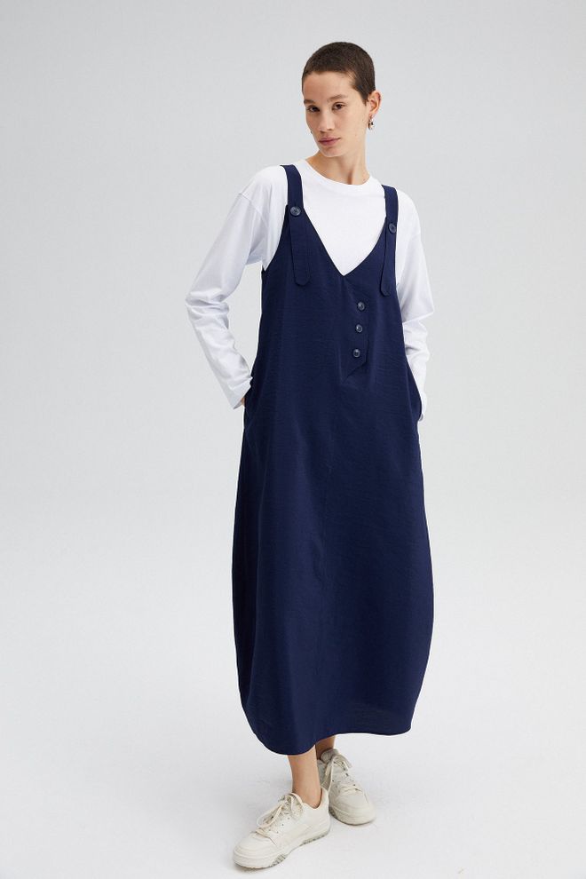 Touche Prive Елегантна Рокля Тип Джъмпер В Морскосиньо Миди Дрехи на едро Скромна мода