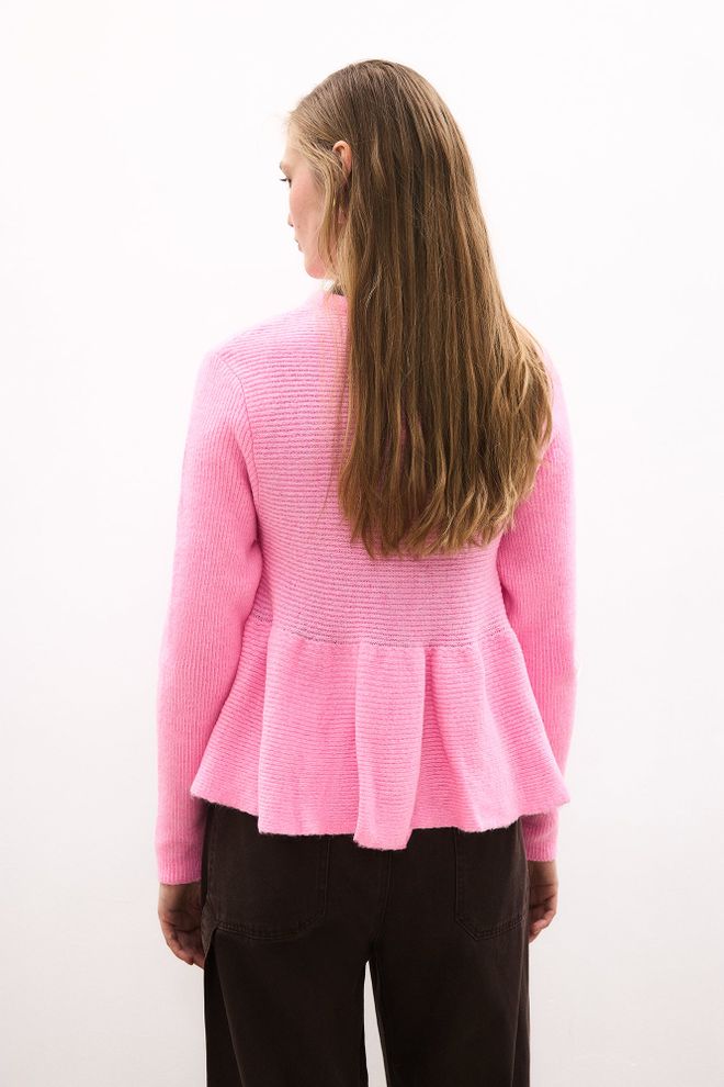 Touche Prive Pink Cardigan With Buttoned Closure And Round Neck Wholesale Clothing 1