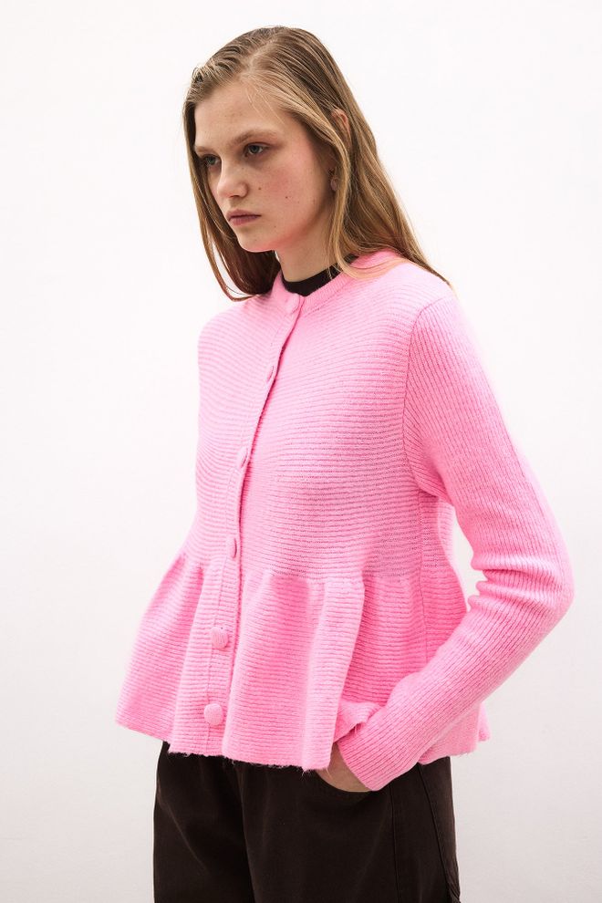 Touche Prive Pink Cardigan With Buttoned Closure And Round Neck Wholesale Clothing Lounge