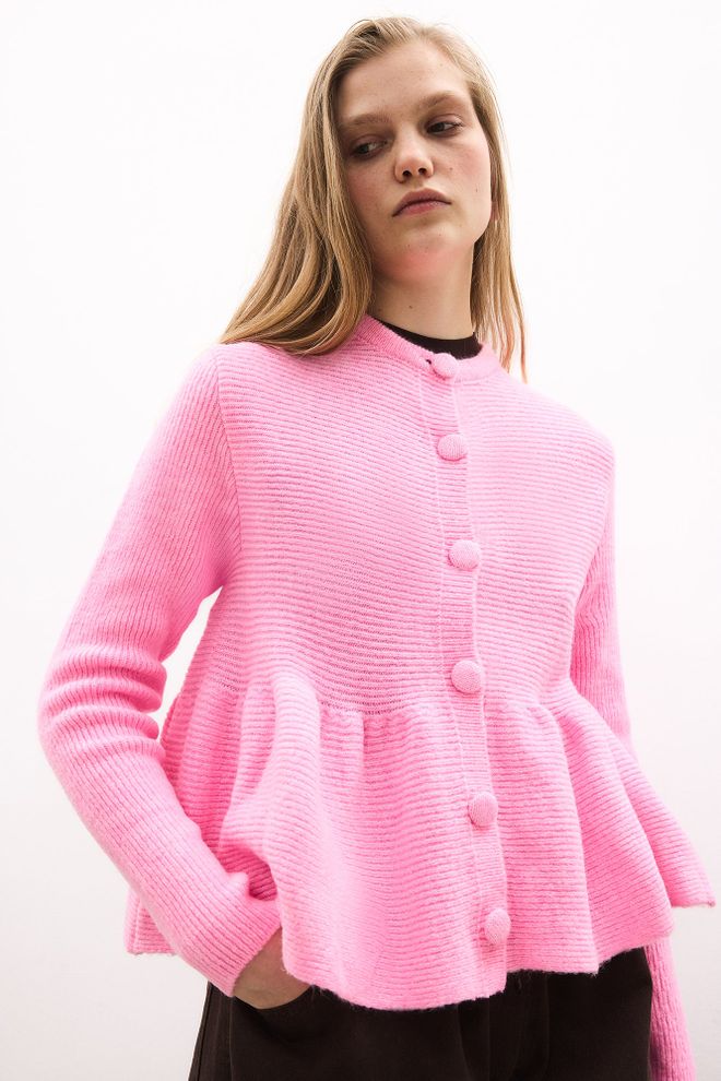Touche Prive Pink Cardigan With Buttoned Closure And Round Neck Wholesale Clothing Spring